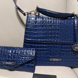 New Brahmin Hallie - Ink Leontyne Satchel and Wallet